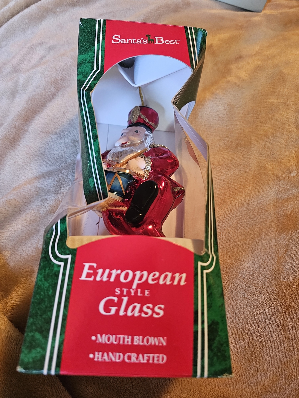 Holiday Glass Drummer Santa Ornament - Red - Picture 4 of 4